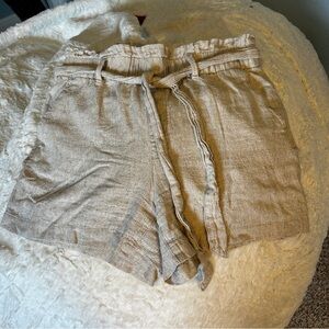 Old Navy Linen-blend High Waisted Tan Shorts - Size 6